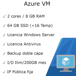 Susc. Mensual Azure Servidor en la nube (Windows Server - Plan W2 - Sin Permanencia)