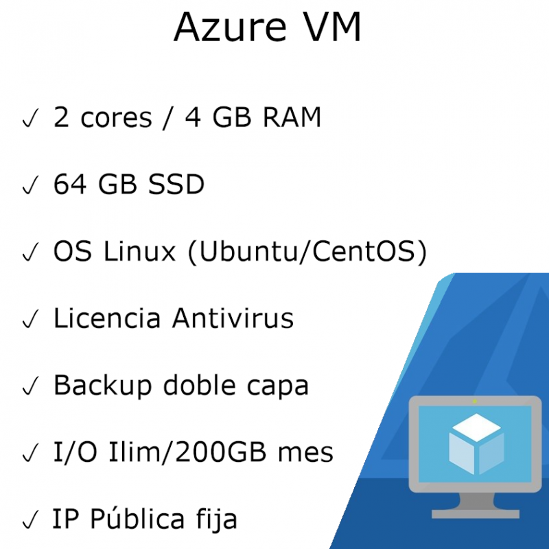 Mensual Azure Servidor en la nube (Linux Server - Plan L2 - Sin Permanencia)