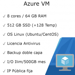 Mensual Azure Servidor en la nube (Linux Server - Plan L8 - Sin Permanencia)